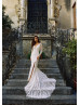 Long Sleeve Ivory Lace Slit Backless Wedding Dress Long Sleeve Ivory Lace Slit Backless Wedding Dress
